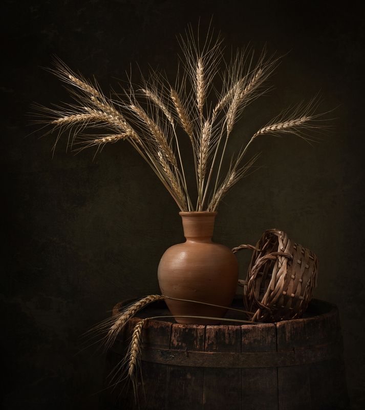 still life, Wheat, light, shadow, barrel Wheatphoto preview