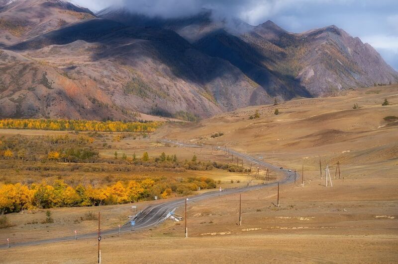 горы дорога алтай осень пейзаж облака Чуйский трактphoto preview