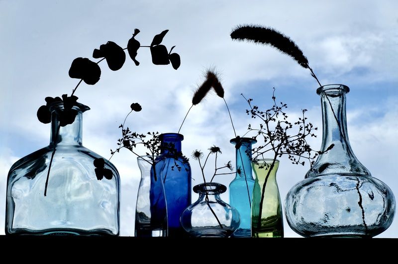 Still life, Glass, Sky, Colorful, Plant, Blue,  Небо сквозь стекло...photo preview