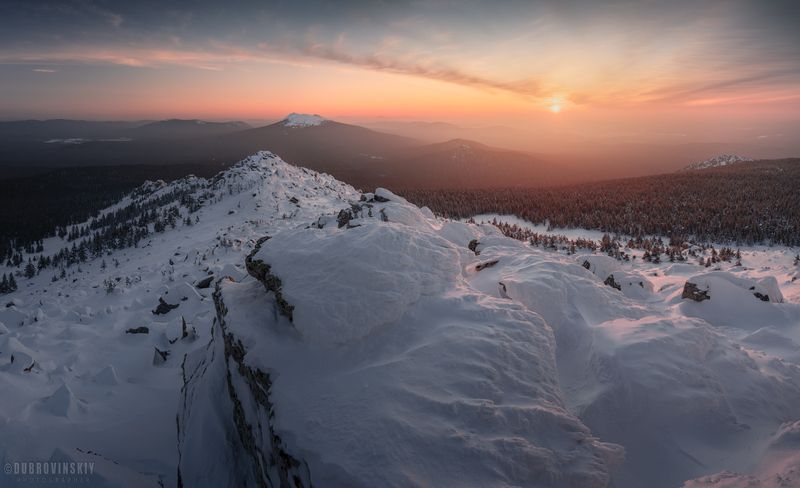 таганай, волчий гребень, круглица, горы, закат, зима Закат на Волчьем гребнеphoto preview