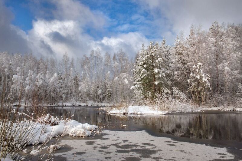апрель снег речка суходол отражение половодье серково Между Черной Порзой и Суходоломphoto preview