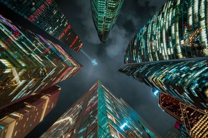 россия, москва, москва сити, ночь, небоскрёбы, башни Перспективаphoto preview