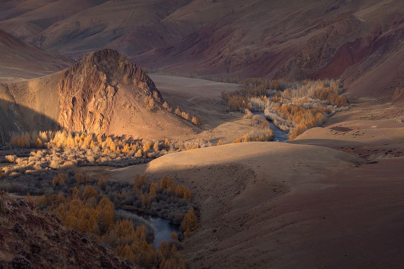 алтай, рассвет, горы, свет, река Внезапный луч фото превью