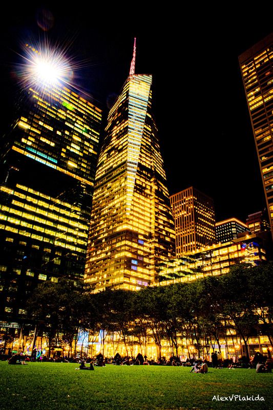 NYC Public Library backyard at nightphoto preview