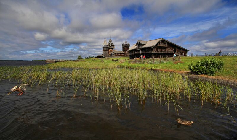 кижи, озеро, утки, дом, север Кижи фото превью