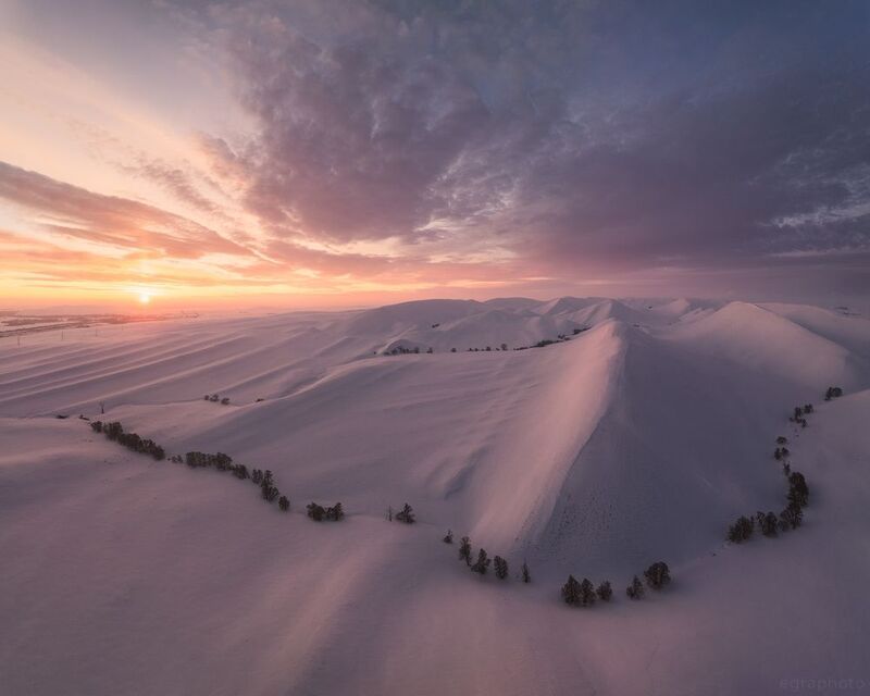 долгие горы, оренбургская область, урал, россия Долгие горы в вечерней зареphoto preview