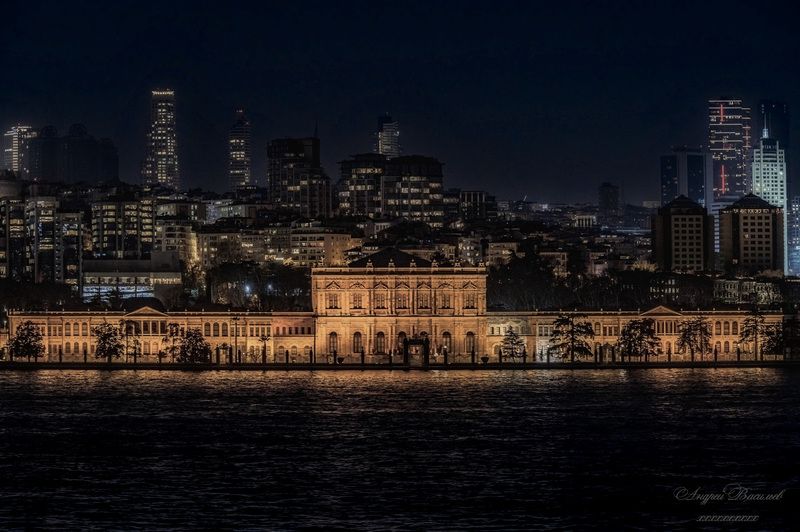 городской пейзаж, Босфор, Дворец Долмабахче, Турция Босфор ночью, Дворец Долмабахче.photo preview