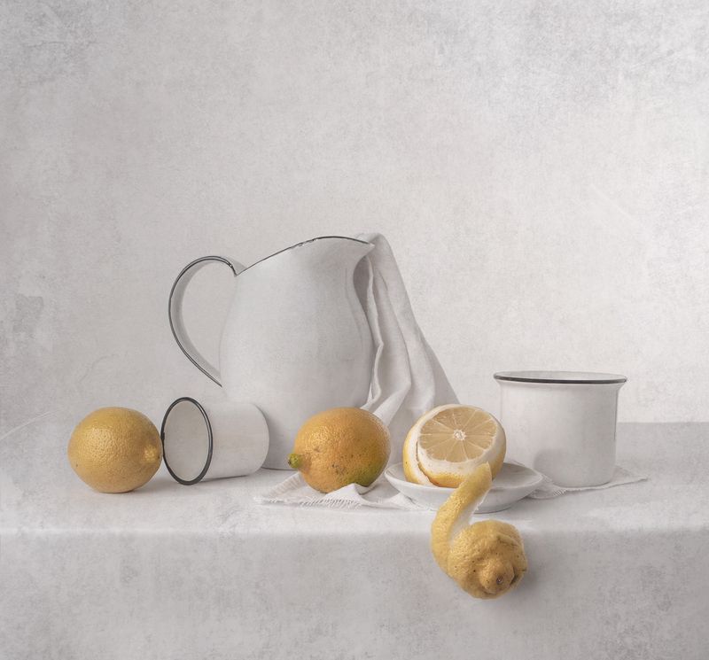 still life, light, lemon, yellow, white, texture Lemonphoto preview