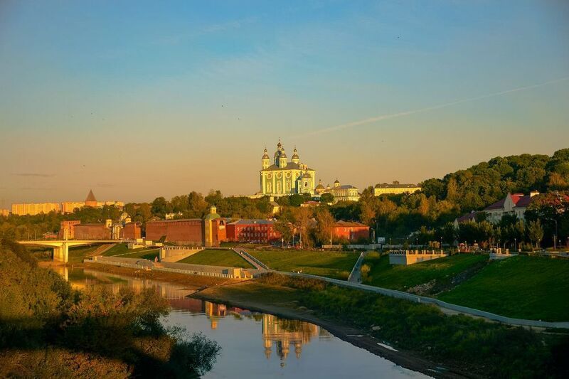пейзаж, городской пейзаж, Смоленск, река Днепр, собор, Успенский собор, крепостная стена, история Смоленск фото превью