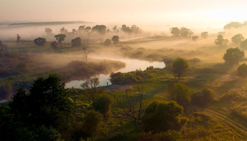 река воронеж, липецкая область, малинино, весна, река, туман Рыбачокphoto preview