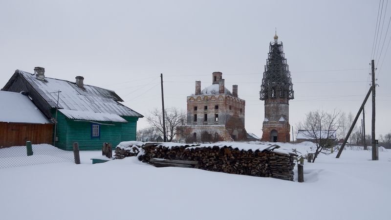 село кулачево, церковь успения богородицы, ильинский район, ивановская область, зима, снег Вокруг да около.photo preview