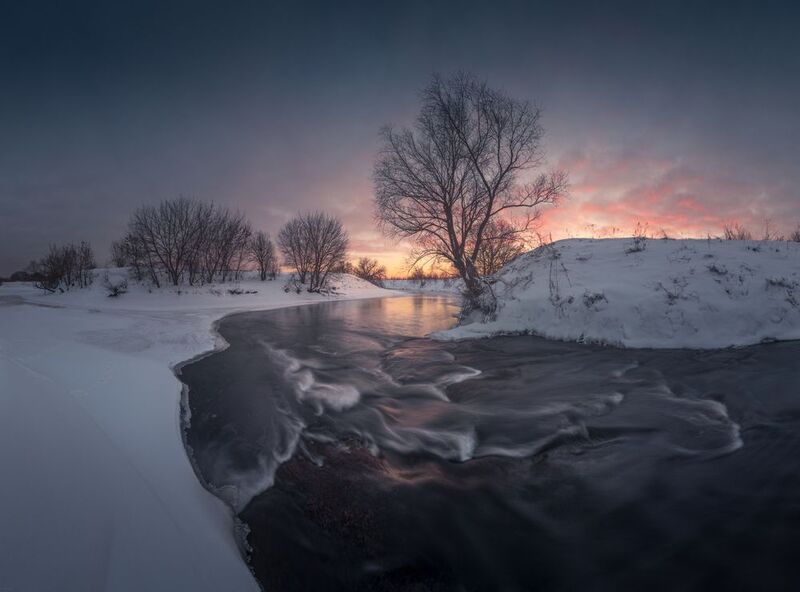 река, перекат, закат Перекатphoto preview