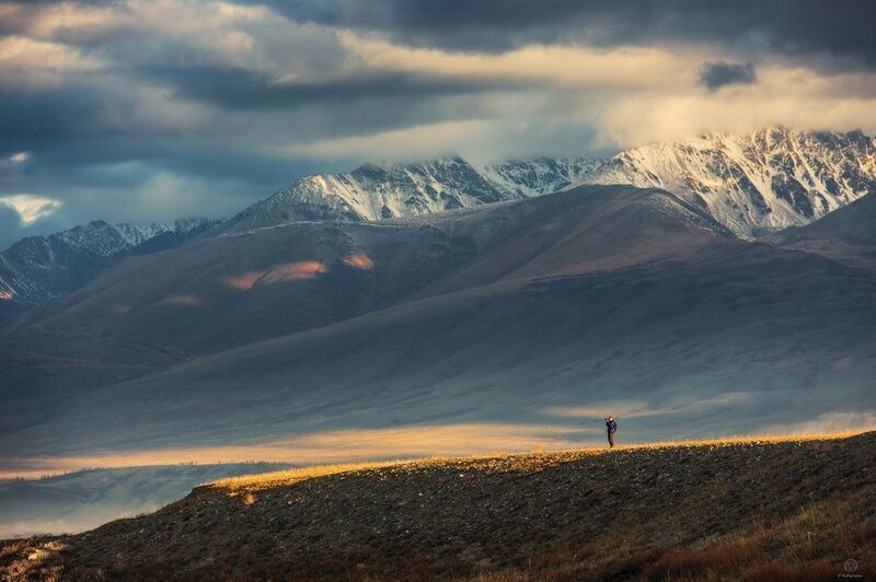 горы, небо, пейзаж, человек, путешествия photo preview