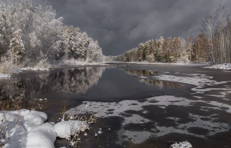 апрель снегопад утро солнце лес речка суходол После снегопадаphoto preview