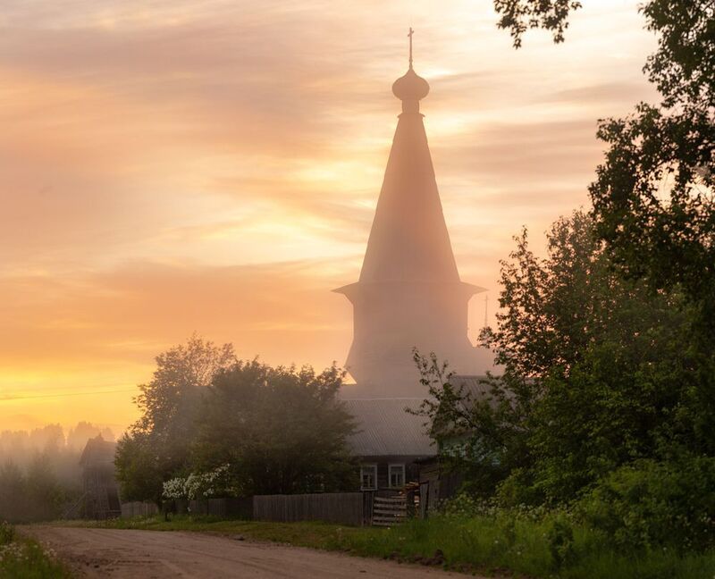 деревня,  русский север, рассвет, саминский погост, природа, утро Утро в деревне фото превью