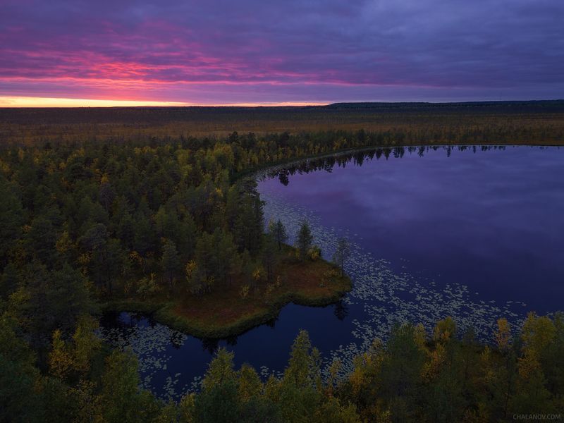 пейзаж, закат, озеро, осень, север, тайга, лес Одним сентябрьским вечеромphoto preview