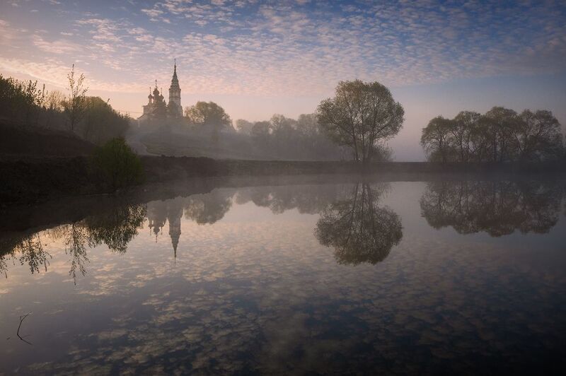 весна, подмосковье, валищево, туман, рассвет, храм Весеннее утроphoto preview