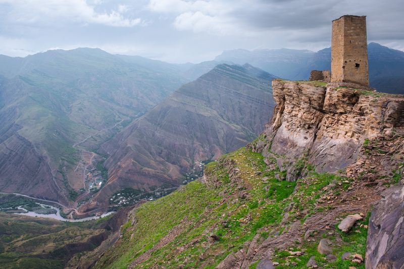 кавказ, гоор, горы, облака, towers, mountains, clouds. Старый Гоор.photo preview