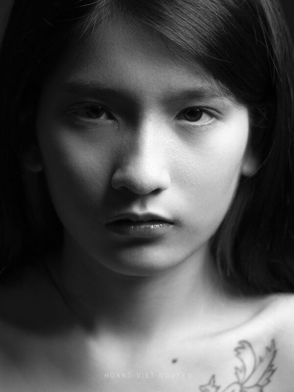 portrait, mood portrait, face, mood, asian, vietnamese, vietnam, face, beauty, bw, black and white, monochrome * * *photo preview