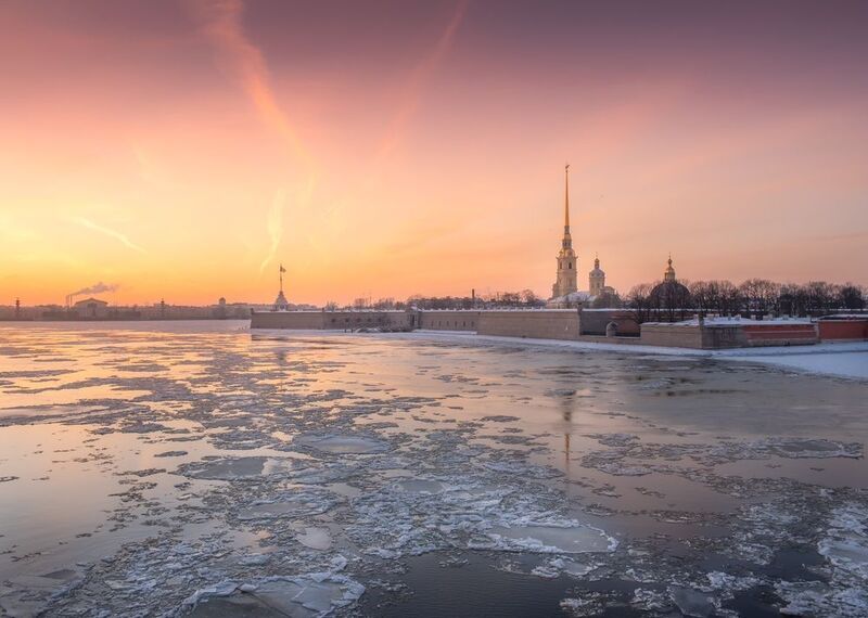 санкт-петербург, ледоход, весна, закат Лед идет…photo preview