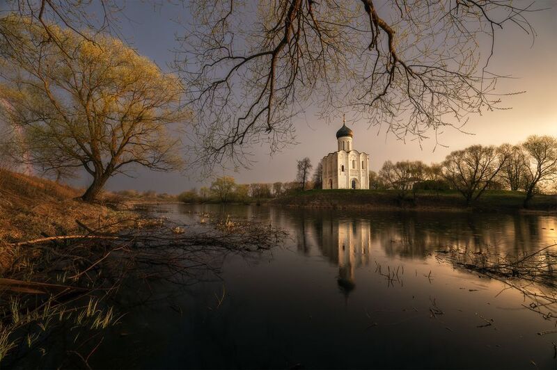 боголюбово, покрова на нерли, владимирская область, церковь, рассвет, нерль, разлив, храм, покрова, весна, Vladimir Апрельский дождьphoto preview