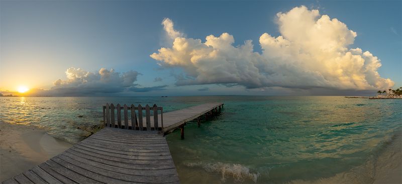 Cancun, Mexico, ocean, clouds, sea, sunset, Cancun Pierphoto preview