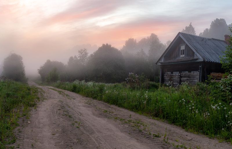 деревня,  русский север, рассвет, саминский погост, природа, утро Утро в деревне фото превью