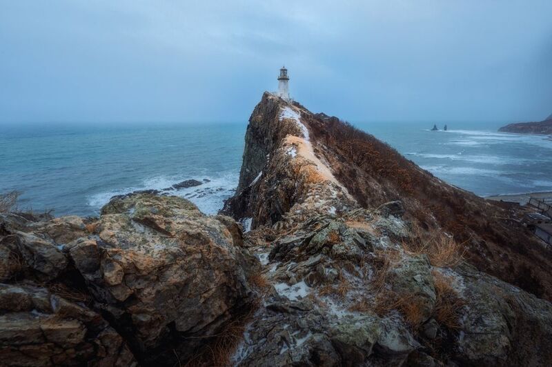 Приморский_край Приморье маяк_Рудный мыс_Бринера Рудная_пристань закат вечер Японское_море  У самого синего моряphoto preview