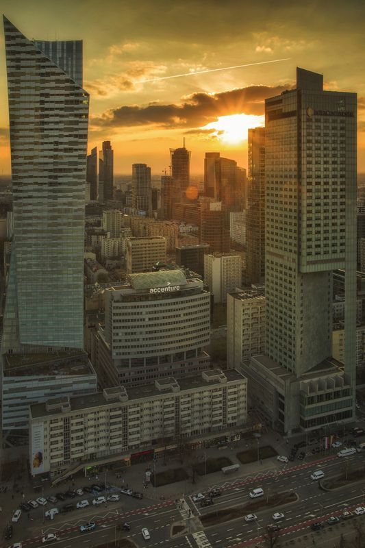 Vertical  Photography  Skyscraper  Cityscape  City, Architecture, Sky, Building,Urban, Skyline, Modern, Sunset, Tower, Warsaw, Warszawa, Poland, Landscape Warsaw фото превью