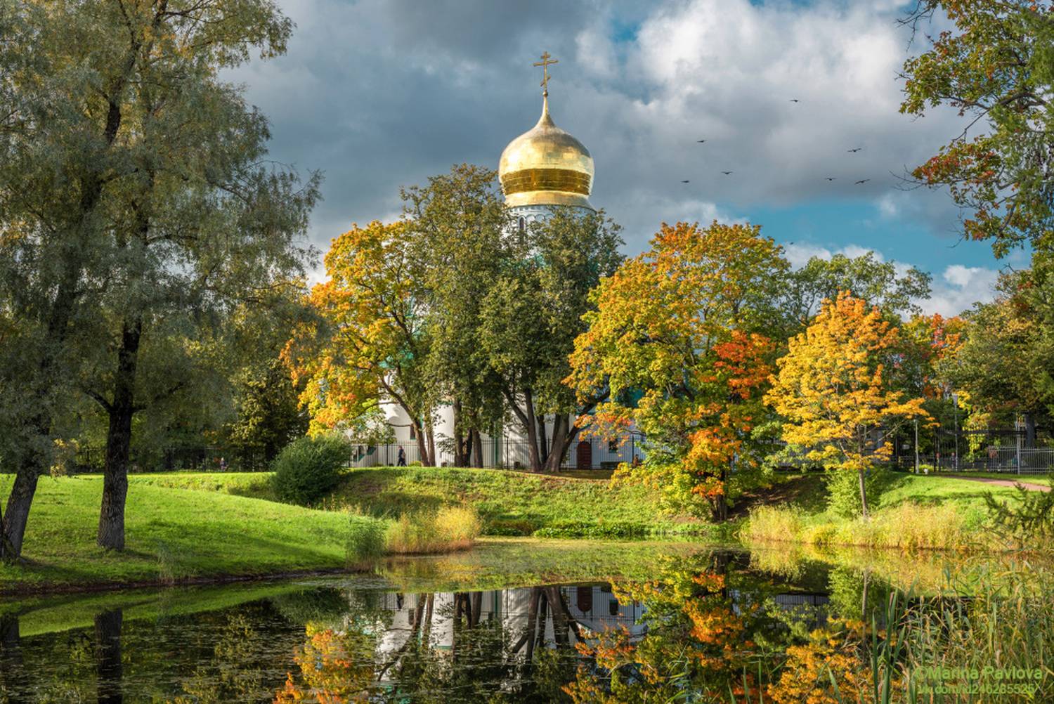 город, архитектура, город пушкин, городской пейзаж, осенний пейзаж, царское село, фермский парк, собор феодоровской иконы божией матери, храм, золотая осень, пригороды петербурга, Павлова Марина