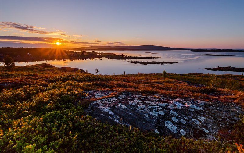 Белое море, Вечер, Закат, Лето, Море, Пейзаж, Природа, Север Ковдаphoto preview