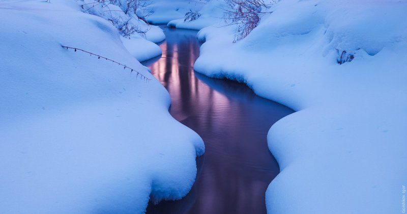 зима, измайлово, измайловский парк, река, снег, сугробы, сумерки Серебрянка в морозных сумеркахphoto preview