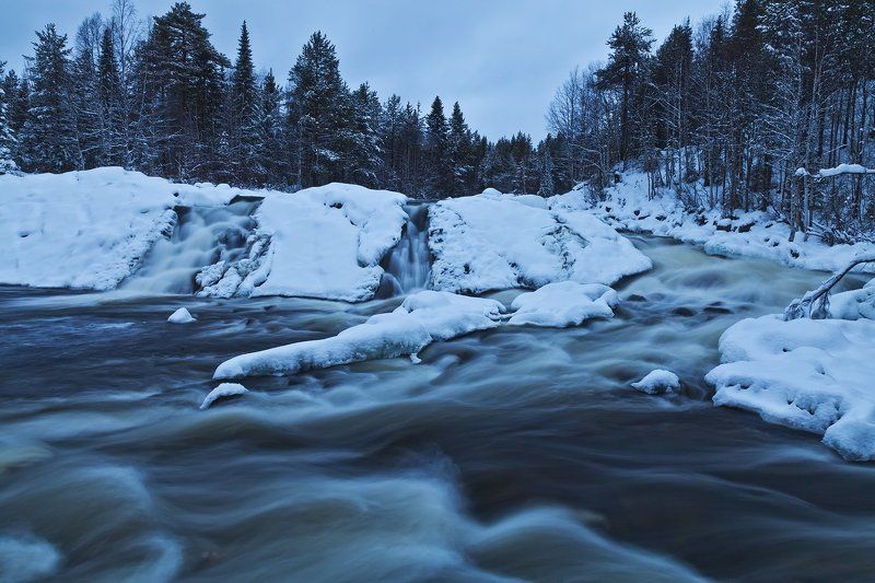 Колвица, водопад, зима прогулки по Колвицеphoto preview