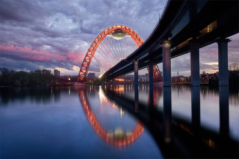 Город, архитектура, река, мост, вечер, небо Живописный мостphoto preview