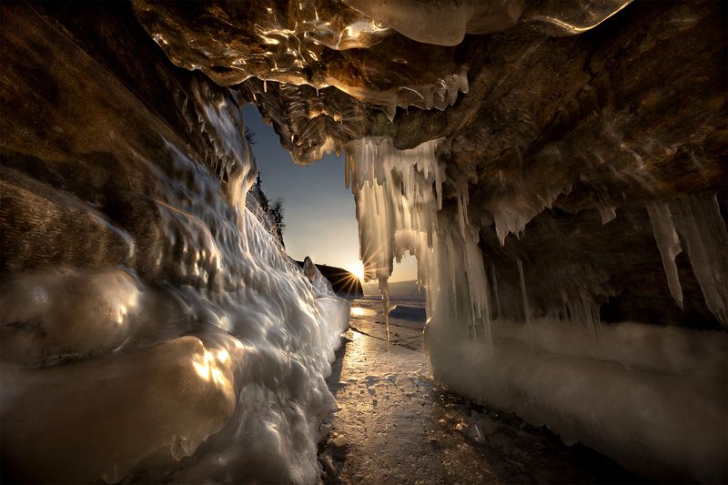 лед, закат, пещера, Байкал Жемчужная глазурьphoto preview
