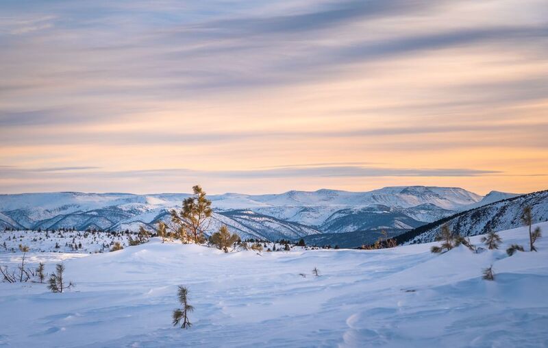 Зима, снег, Хамар-Дабан, Прибайкалье, закат На хребтах Хамар-Дабанаphoto preview