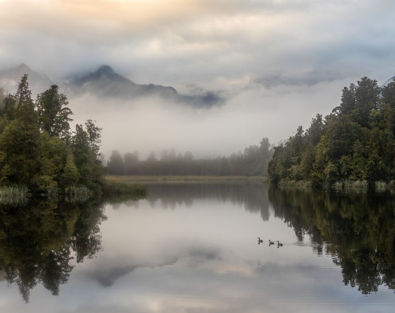 новая зеландия, мэтисон, утро, ттуман, Утро на озере Мэтисон фото превью