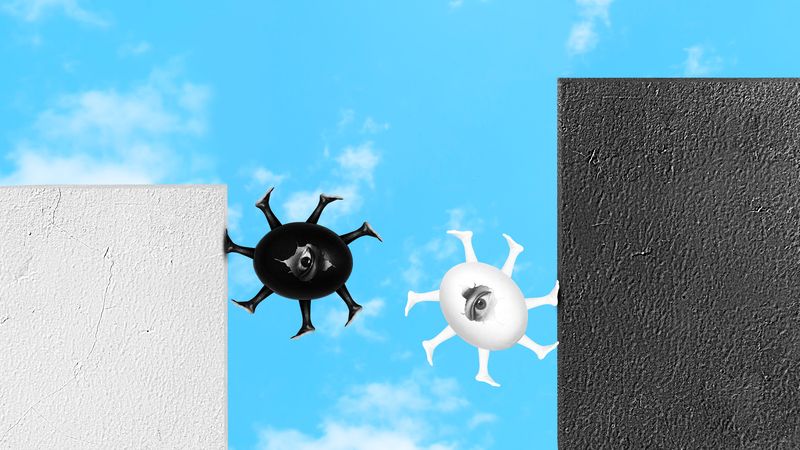 Walking on black and whitephoto preview