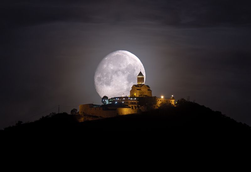 #moon, #astrophotography,  #night Moon Over Monasteryphoto preview