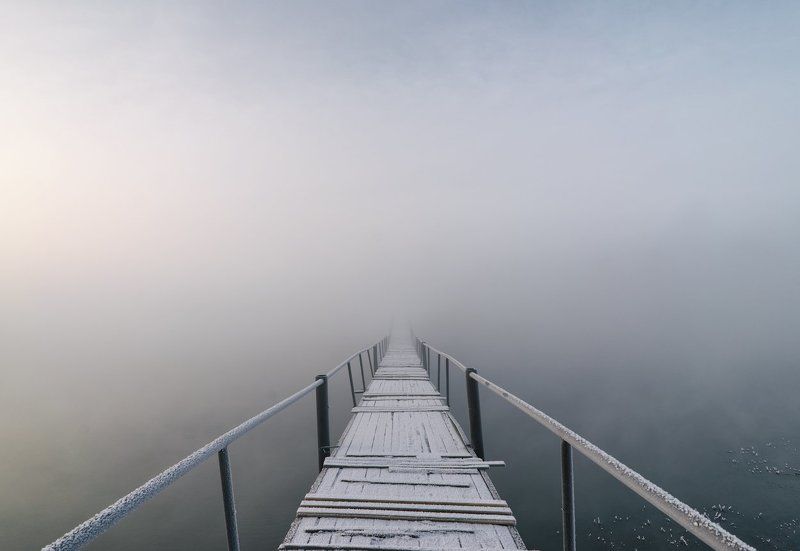 Зима, Минимализм, Мороз, Россия, Снег, Туман Первый день весныphoto preview