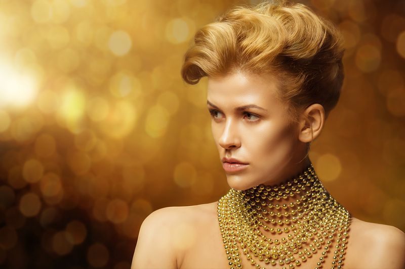 Dior, Боке, Бусы, Желтый цвет, Портрет девушки, Студийный портрет ***photo preview