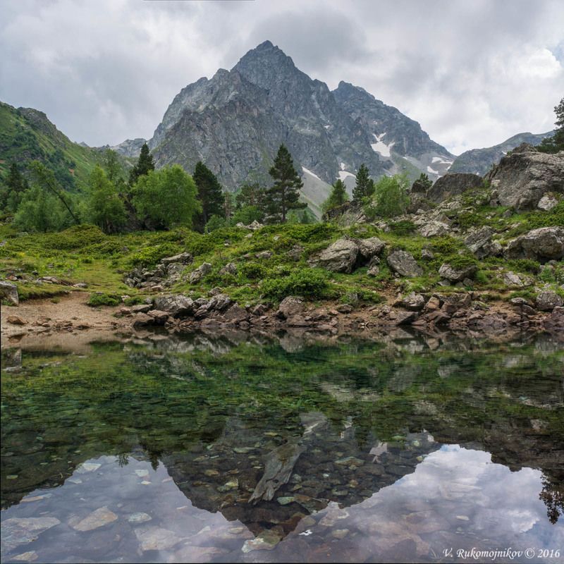 Горы, Кавказ, Караджаш, Карачаево-черкесия, Лето, Озера, Отражение Зеркалоphoto preview