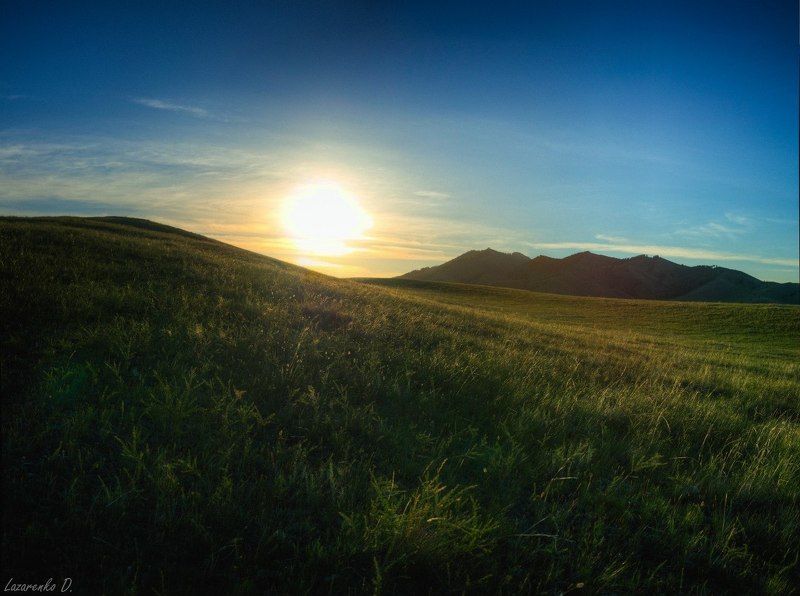 хакасия, степь, холмы, рассвет, солнце Рассвет в холмистой степиphoto preview