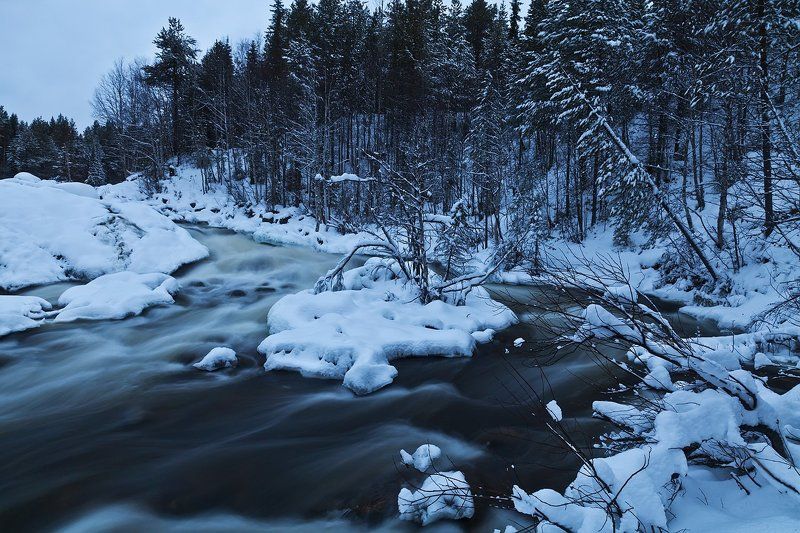Колвица, Кольский, зима, водопад Колвица.photo preview