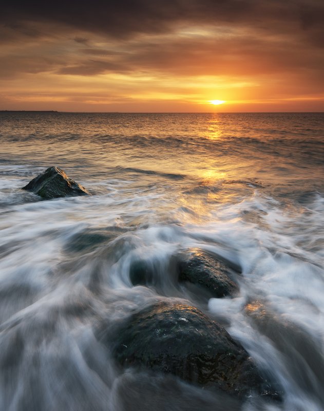 beach, beautiful morning, bulgaria, burgas, clouds, coast, fineart, landscape, morning, rocks, sea, seascape, sun, sunrise, water Sunrise at the coastphoto preview