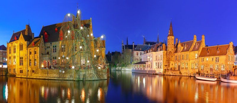 Брюгге, Бельгия, канал, река, ночь, рождество, зима, отражения Рождественский Брюггеphoto preview