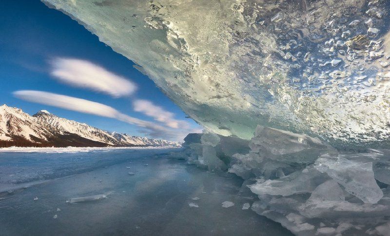 Байкал, зима, лёд, торосы, горы, небо, облака, Заворотный Глазами нерпыphoto preview