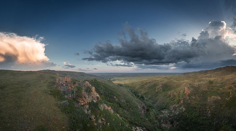 холмы, степь, лес, облака Просторы Алтаяphoto preview