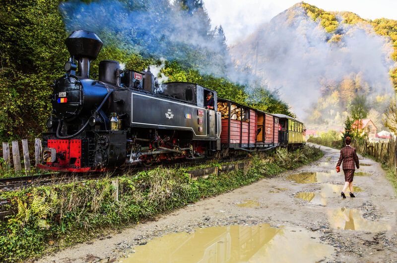 паровоз, локомотив, пейзаж, осень Паровоз навстречу фото превью