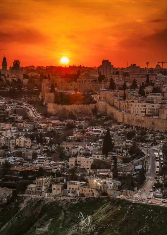Sunset, golden hour, jerusalem, street, city The city of Godphoto preview